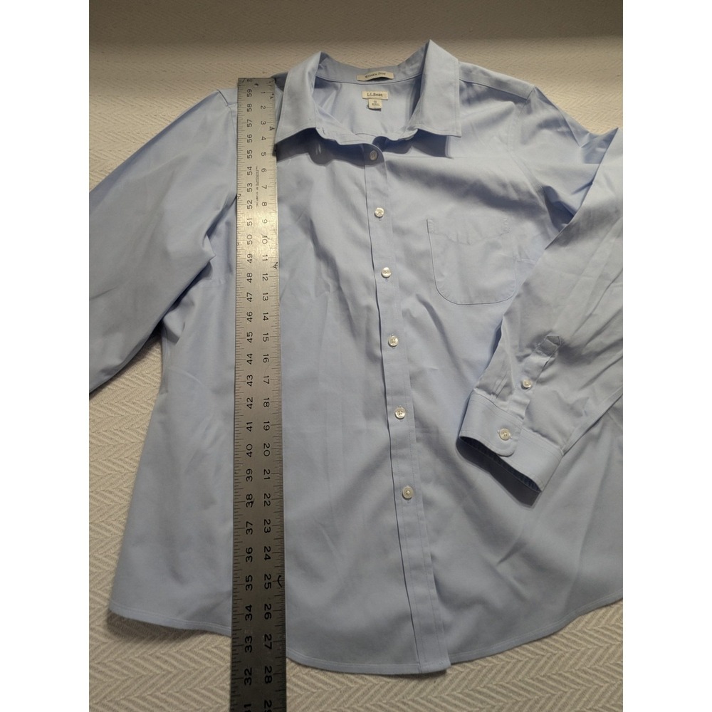 L.L.Bean Wrinkle Free Shirt Womens 1X Blue Cotton Button Front Office - Picture 8 of 16